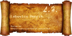 Lebovics Henrik névjegykártya